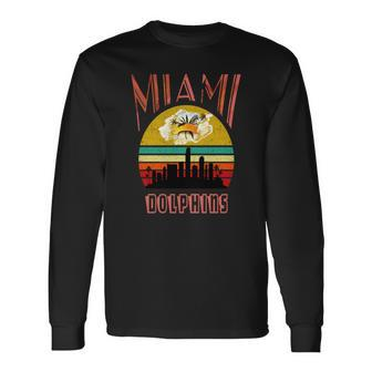 Retro Miami Vintage Dolphin Miami Area Dolphin Long Sleeve T-Shirt - Monsterry UK