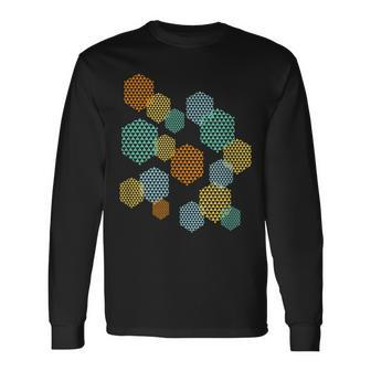 Retro Mid Century Modern Hexagon Pattern Long Sleeve T-Shirt - Monsterry