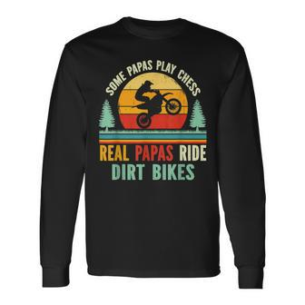Retro Mx Motocross Papa Bike Supermoto Dirt Biking Dad Long Sleeve T-Shirt - Monsterry DE