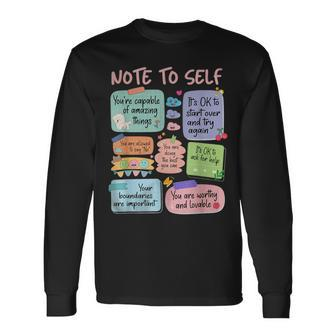 Retro Note To Self School Counselor Mental Health Long Sleeve T-Shirt | Mazezy