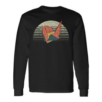 Retro Paper Crane Japanese Culture Paper Folding Origami Long Sleeve T-Shirt - Monsterry CA