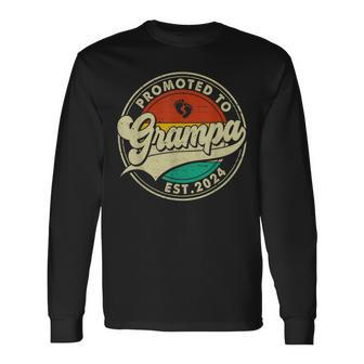 Retro Promoted To Grampa 2024 Family Father's Day Long Sleeve T-Shirt - Monsterry UK