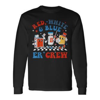 Retro Red White Blue Er Crew Emergency Room 4Th Of July Long Sleeve T-Shirt - Monsterry