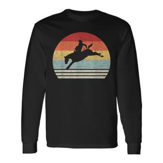 Retro Rodeo Bucking Bronc Riding Bronco Horse Long Sleeve T-Shirt - Monsterry UK