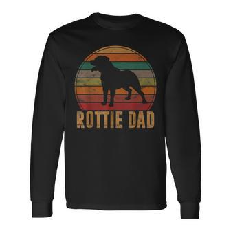 Retro Rottweiler Dad Rott Dog Owner Pet Rottie Father Long Sleeve T-Shirt - Monsterry AU