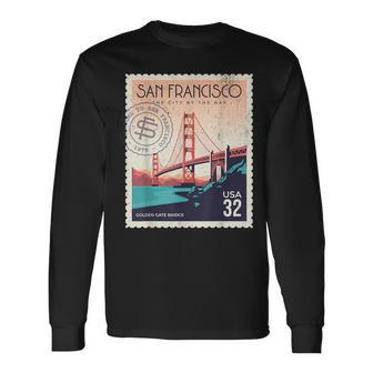 Retro San Francisco Golden Gate Bridge Sf Traveler Long Sleeve T-Shirt - Monsterry