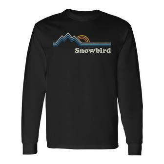 Retro Snowbird Utah Ut T Vintage Sunrise Mountains Long Sleeve T-Shirt - Monsterry AU