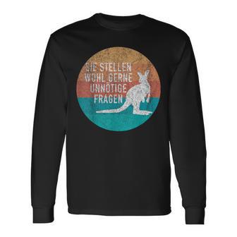 Retro Stil Känguru Langarmshirts Unnötige Fragen Spruch - Seseable