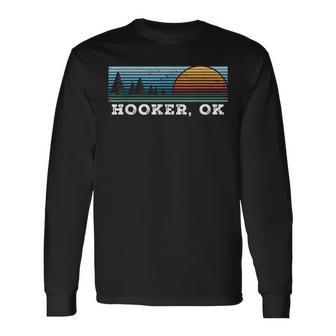 Retro Sunset Stripes Hooker Oklahoma Long Sleeve T-Shirt - Monsterry