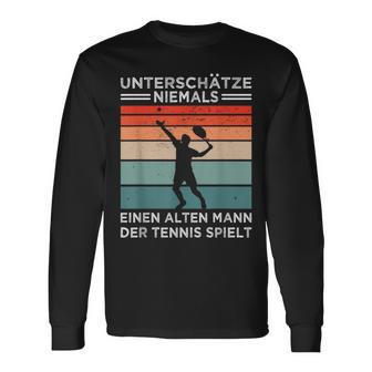 Retro Tennis Langarmshirts für Herren - Unterschätze niemals alten Tennisspieler - Seseable