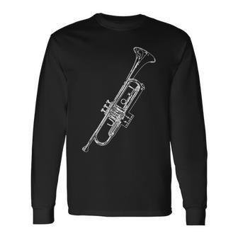 Retro Trumpet Sketch For Trumpet Langarmshirts - Seseable