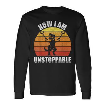 Retro Now I Am Unstoppable T-Rex Vintage Long Sleeve T-Shirt - Monsterry CA