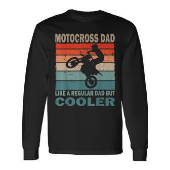 Retro Vintage Dirt Bike Dad Motocross Fan Father's Day Long Sleeve T-Shirt - Monsterry CA