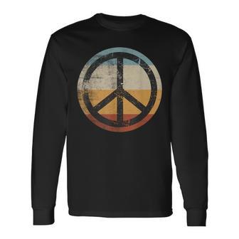 Retro Vintage Distressed Peace Sign Long Sleeve T-Shirt - Monsterry UK