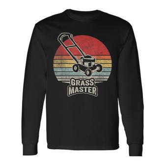 Retro Vintage Grass Master Lawn Mowing Lawn Mower Long Sleeve T-Shirt - Seseable