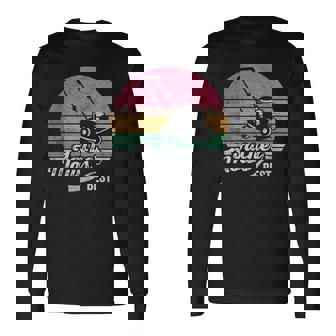 Retro Vintage Lawn Mowing Father Mows Best Mower Lawn Mower Long Sleeve T-Shirt - Seseable