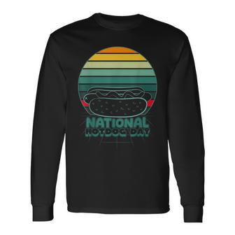 Retro Vintage National Hot Dog Day Hot Dog Lovers Long Sleeve T-Shirt - Monsterry