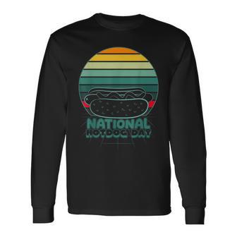 Retro Vintage National Hot Dog Day Hot Dog Lovers Long Sleeve T-Shirt - Monsterry UK