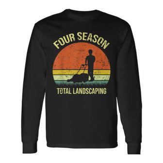 Retro Vintage Sunset Four Season Total Landscaping Long Sleeve T-Shirt - Monsterry