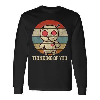 Retro Vintage Thinking Of You Voodoo Doll Love Joke Long Sleeve T-Shirt - Monsterry UK