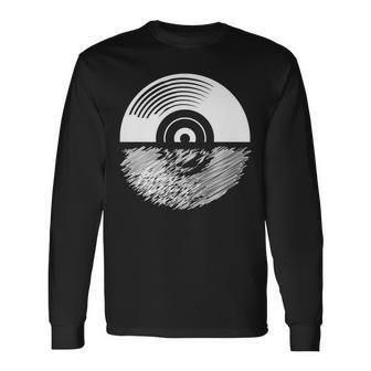 Retro Vinyl Record Sunset Vintage Music Lover 33 45 78 Long Sleeve T-Shirt - Monsterry DE