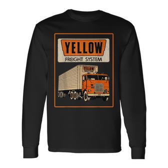 Retro Yellow Freight 1980S Vintage Trucking For Trucker 80S Long Sleeve T-Shirt - Monsterry UK