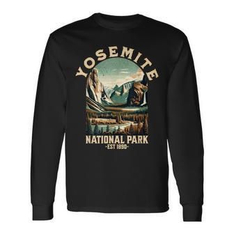 Retro Yosemite National Park Usa Vintage Hiking Long Sleeve T-Shirt | Mazezy