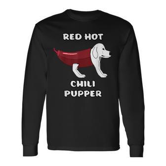 Rhcp Red Hot Chili Pupper Peppers Parody Puppy Doggy Puppies Long Sleeve T-Shirt - Monsterry UK