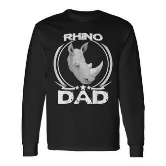 Rhino Dad For Animal Lovers Father's Day Men Long Sleeve T-Shirt - Monsterry CA