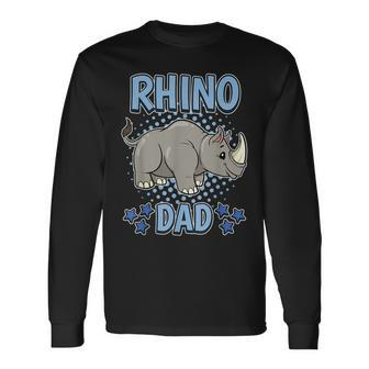 Rhino Dad Daddy Father's Day Rhinoceros Rhino Long Sleeve T-Shirt - Monsterry UK