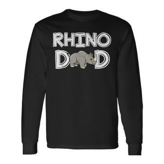Rhino Dad Rhinoceros Daddy Father's Day Rhino Long Sleeve T-Shirt - Monsterry CA