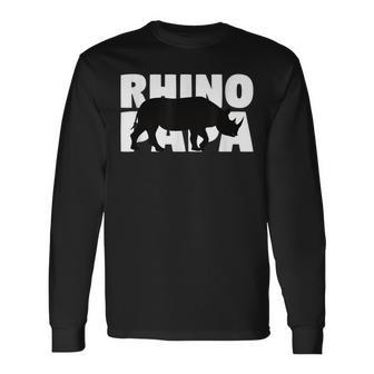 Rhino Papa For Rhino Lover Animal Father Rhino Dad Long Sleeve T-Shirt - Monsterry DE