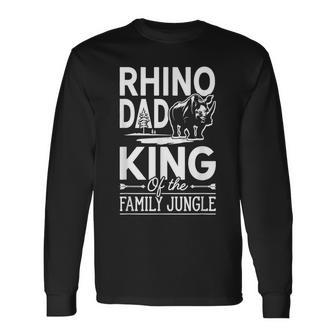 Rhinos Papa Rhinoceros Zoology Animal Rhino Dad Long Sleeve T-Shirt - Monsterry
