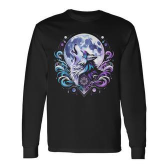 Therian Pride Furry Wolf Vintage Women's Cute Lgbtq Long Sleeve T-Shirt - Monsterry