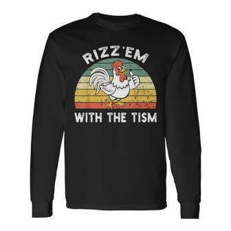 Rizz Em With The Tism Meme Retro Long Sleeve T-Shirt - Monsterry CA