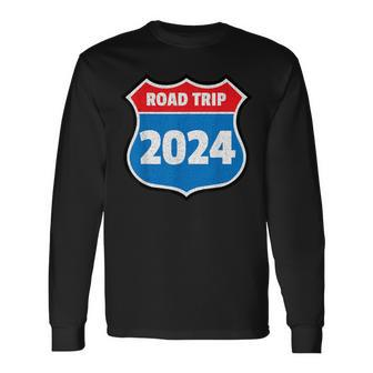 Road Trip 2024 Sign Family Group Matching Distressed Long Sleeve T-Shirt - Seseable