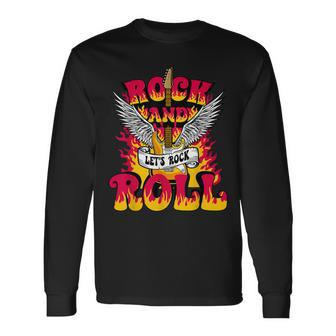 Rock & Roll Guitar Wings Music Concert Band Guitarist Long Sleeve T-Shirt - Seseable
