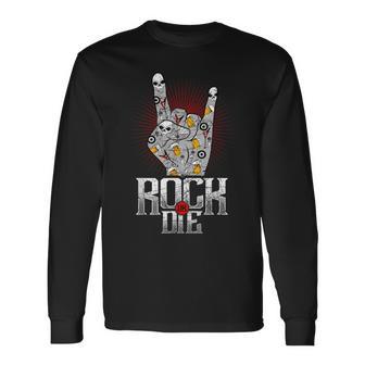 Rock Or Die Música Heavy Rock Metal Símbolo Mano Cuernos Camiseta de manga larga - Regaloses