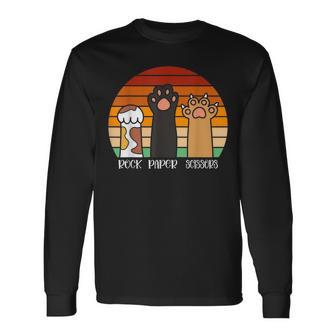 Rock Paper Scissors Game Kitten Lover Animal Paws Cat Long Sleeve T-Shirt - Monsterry DE