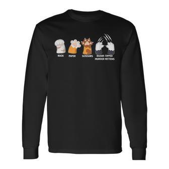 Rock Paper Scissors Razor Tipped Murder Mittens Fun Cat Paws Long Sleeve T-Shirt - Seseable