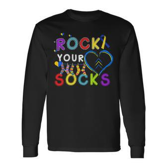 Rock Your Socks Cute 3-21 Trisomy 21 World Down Syndrome Day Long Sleeve T-Shirt - Seseable