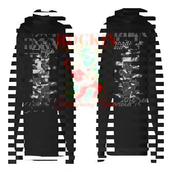 Rocking Around The Christmas Tree Santa Rock And Roll Guitar Long Sleeve T-Shirt | Mazezy