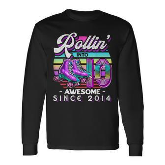 Roller Skating 10Th Birthday Girls Rollin 10 Awesome 2014 Long Sleeve T-Shirt | Mazezy