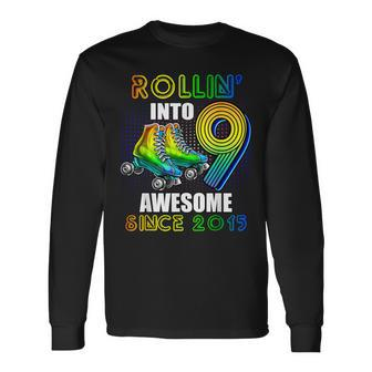 Roller Skating 9Th Birthday Boys Rollin Into 9 Awesome 2015 Long Sleeve T-Shirt - Seseable
