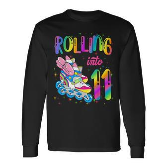 Rolling Into 11 Years Let's Roll I'm Turning 11 Roller Skate Long Sleeve T-Shirt - Thegiftio UK