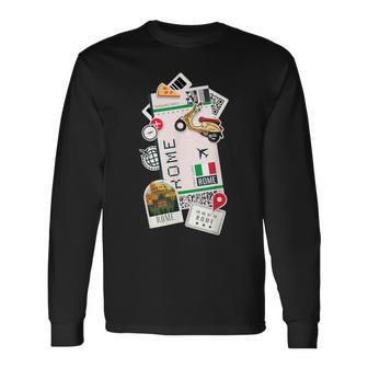 Rome Air Ticket Boarding Pass Plane Italy Lover Travel Long Sleeve T-Shirt - Monsterry CA