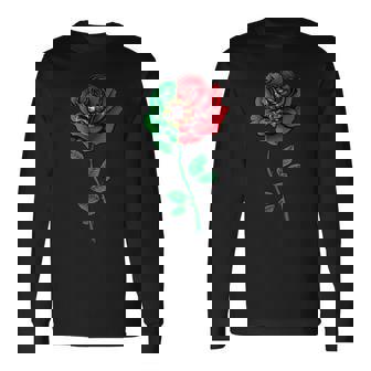 Rosa Fresca Flor Portugal Bandera Bandera Rosas Amantes Camiseta de manga larga - Regaloses