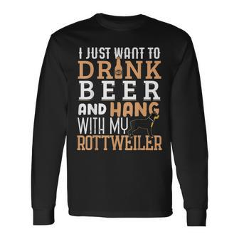 Rottweiler Dad Father's Day Rottie Dog Beer Long Sleeve T-Shirt - Monsterry