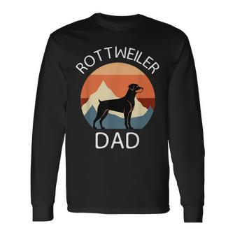 Rottweiler Dog Fathers Day Vintage Pet Rottie Dad Graphic Long Sleeve T-Shirt - Monsterry UK