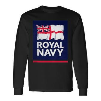 Royal Navy Uk Naval Flag Patch Military Veteran Long Sleeve T-Shirt - Monsterry